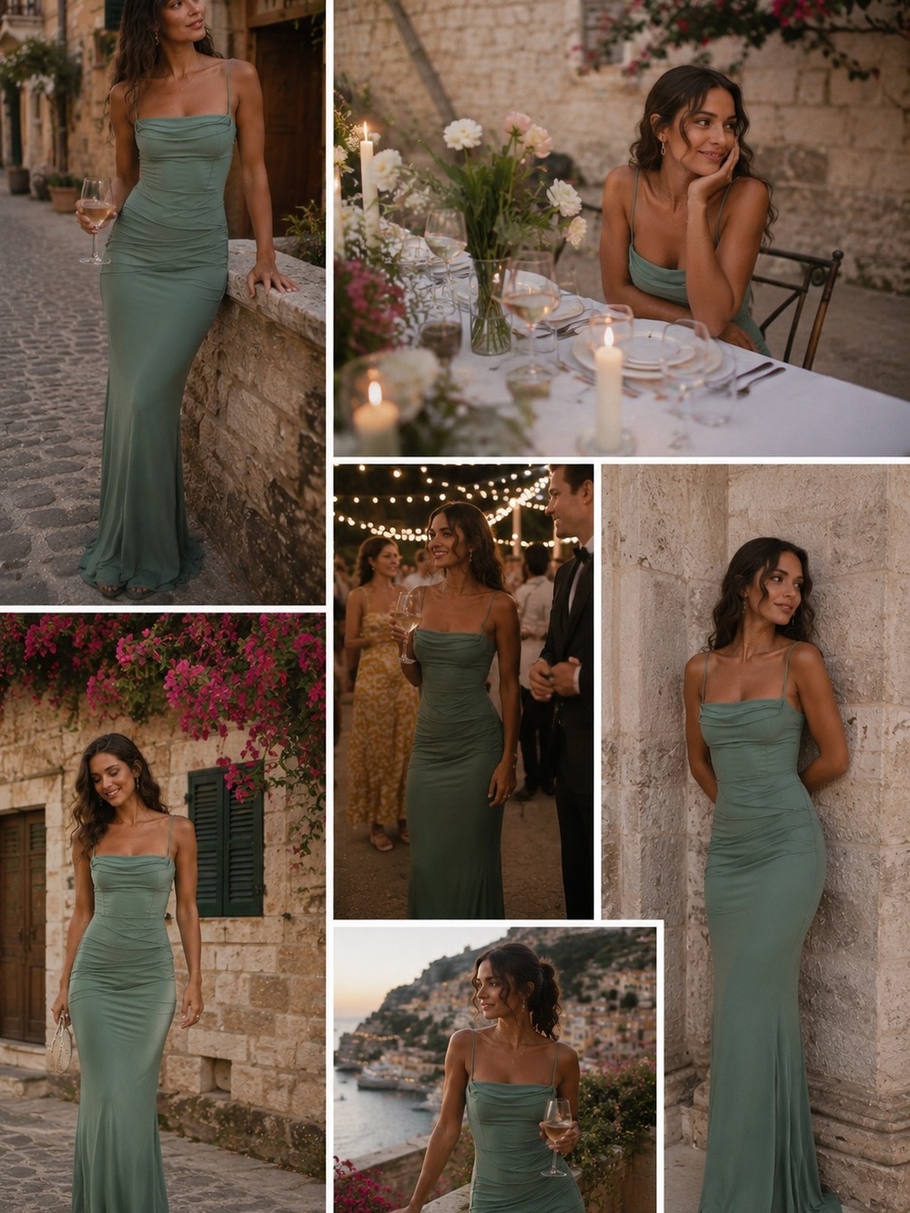 House of CB Pine Green Spaghetti-Strap Maxi Dress - Picture 6 of 7